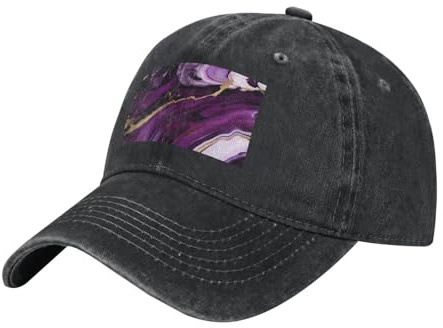 ZTPOWQA Mörklila textur marmor 1 tryck män kvinnor tvättad baseballkeps utomhus andningsbar ledig lätt resehatt, Svart, one size