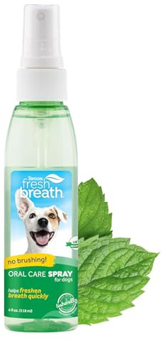 TropiClean Fresh Breath Oral Care Spray for Dogs & Cats | Dog Breath Spray | Mint Breath Freshener | Pet Bad Breath Treatment | Made in The USA | 4 oz