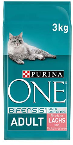 PURINA ONE Bifensis Adult Katzentrockenfutter: reich an Lachs, stärkt natürliche Abwehrkräfte, für gesunde Knochen, Haut, Zähne & Harnwege I ab 1 Jahr