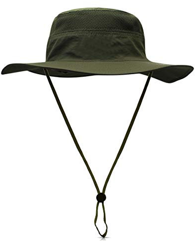DORRISO Gartenhut Herren Damen Hut Buschhut Safarihut Sonnen Hut Unisex UV Schutz UPF 50+ Fischerhut Buschhüte Bergsteigen Campinghut Trekking Radfahren Wandern Armeegrün