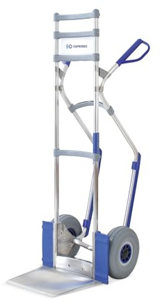 Vollmontierte EXPRESSO Alu Profi- Sackkarre für Säcke, Rollen & Kartons AE201525 / 250kg / pannensichere Vollgummireifen/Schaufel L 30 x B 30,5 cm