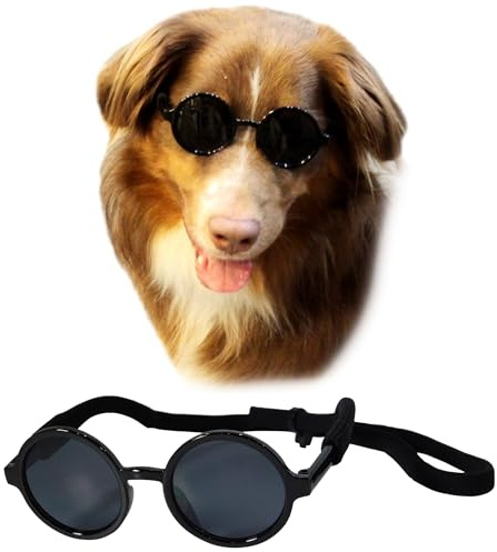 G001 Medium Breeds 20-40 lbs Dog Cat Pet Costume Prop Round Sunglasses (Black)