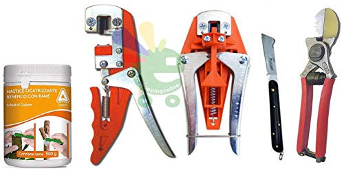 Euroshoppingonline Set Kit innesto Completo innestatrice Manuale e complementare Doppia Leva Forbice de Luca Coltello innesto con Mastice cicatrizzante per Piante Fantastici 5 Pezzi