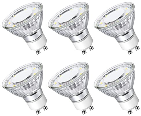 Lepro Non-Dimmable GU10 LED Light Bulbs, 2700K Soft Warm Light GU10 Bulb Replacement for Recessed Track Lights, 4W LED Bulbs with 100°Flood Beam for Kitchen, Range Hood, Living Room, Bedroom, 6 Pack