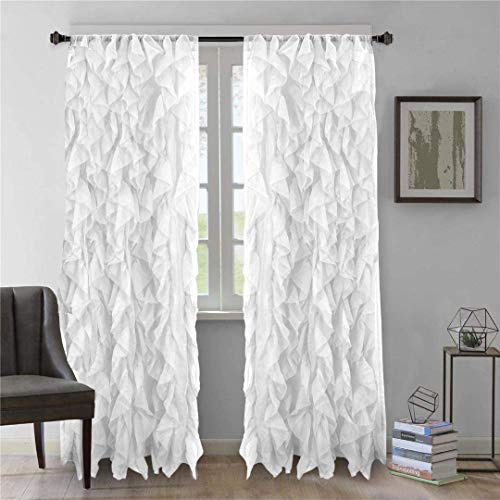 DiamondHome 2pc Cascade Shabby Chic Sheer Ruffled Curtain Panel (White, 63 L Panel Pair)