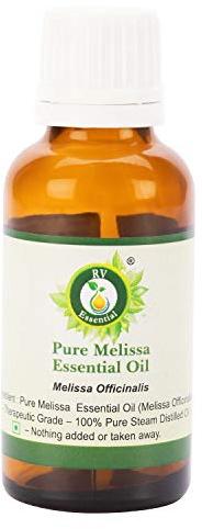 El aceite esencial de melisa | Melissa officinalis | Melissa officinalis aceite | 100% natural puro | Vapor destiló | Grado Terapéutico | Melissa Essential Oil | 100ml | 3.38oz By R V Essential