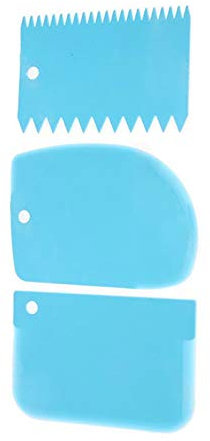 Set di 3 spatole in plastica per torte, per pasta di zucchero, strumento più fluido, per decorare torte e torte, colore blu