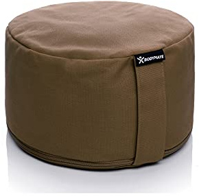 BODYMATE Coussin de méditation & Yoga (zafu) H16cm Ø31cm - Rembourrage en Coques de Sarrasin, Housse en Coton Lavable en Machine - Chocolat