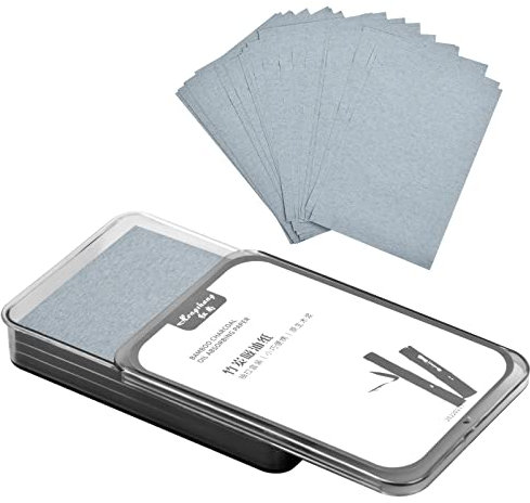 300 Hojas Papel Absorbente de Aceite Facial, Película Natural Suave para Mujeres y Hombres (Carbón de Bambú)