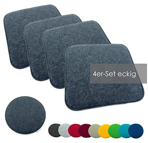heimtexland ® 4er Pack Sitzkissen Filz Stuhlkissen Bodenkissen Polster Stuhlauflage Indoor Outdoor Kissen eckig Typ631 Filzkissen anthrazit meliert 35x35 cm 4 Stück