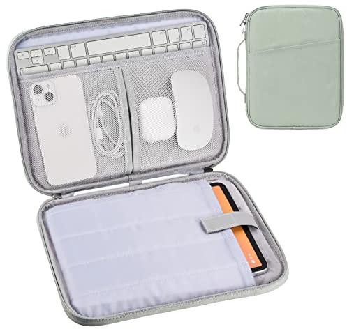 Funda de transporte acolchada para iPad Pro de 12.9 pulgadas (M4), iPad Air de 13 pulgadas (M2), Surface Pro 9/8, Galaxy Tab S8+/S9+ de 12.4 pulgadas (verde menta-12.9)