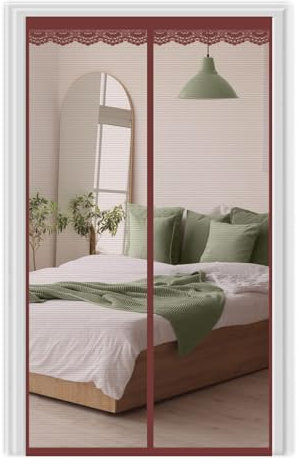 Magnet Fliegengitter Tür 110x210cm Insektenschutz Magnetischer Fliegenvorhang, Braun Magnetvorhang Moskitonetz, Automatisches Schließen, für Balkontür Terrassentür Kellertür