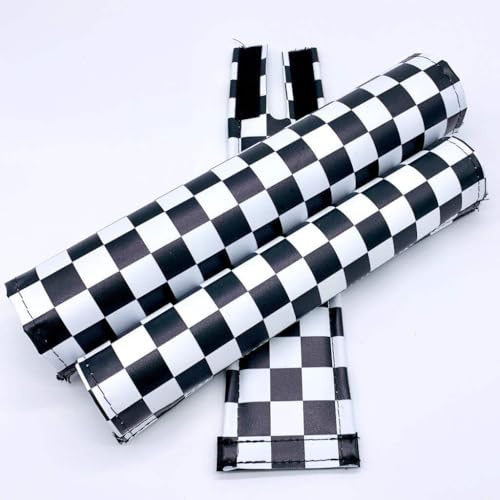 Classic Checkers BMX Pad Sets - Extra Wide Bar Pad (for Cruiser Style Handlebars) Black and White 1 top Tube Diameter