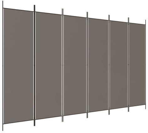 vidaXL 6-teiliger Raumteiler 300x200 cm, Polyester & Eisen, Anthrazit, Klappbarer Sichtschutz, Bewegliche Trennwand für Schlafzimmer & Büro, Wohnkultur