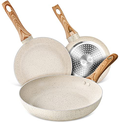 MICHELANGELO Nonstick Frying Pan Set - 18inch, 9.5inch and 11inch