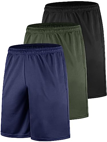 Teesmen Men's Quick Dry Shorts Breathable Sports Gym Running Workout Activewear 3Pack （ Multicolor set2-M）