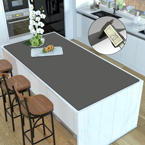 Extra Large Silicone Mat, Silicone Mats for Kitchen Counter 47.3''x23.6''x0.08, 2MM Nonslip Heat Resistant Mat, Countertop Protector, Nonstick Waterproof Craft Mat Table Placemat(Dark Gray)