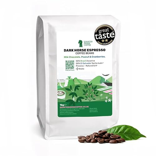 Quarter Horse Coffee - Dark Horse Espresso Coffee Beans 1kg - Great Taste Award 2024 - Roasted Whole Bean for Barista and Cup Machines