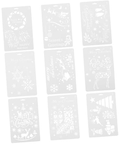 HAPINARY 9stücke Weihnachtsschablonen Malerei Schablonen Weihnachtsvorlage Deko Weihnachtszeichenschablonen Diy Weihnachtsmalvorlage Geschenkidee Scrapbooking Helfer