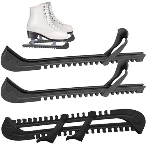 GOMETY 2Paar Universal Kufenschoner für Schlittschuhe Eishockey, Schoner für Schlittschuhkufen, Verstellbarer Klingenschutz Kufenschutz für Eiskunstlauf Kinder Erwachsenen für alle Größen Schwarz (2)