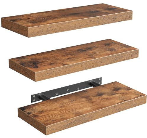 RALGEND Wandregal Schweberegal 3er-Set, Regal Wand 40cm Stabile Wandboards | für Aufbewahrung und Dekoration im Wohnzimmer, Schlafzimmer, Büro, in der Küche oder im Bad, Vintagebraun