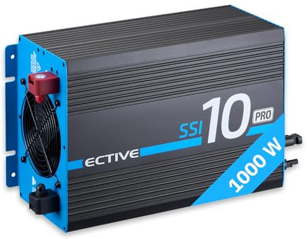 ECTIVE Wechselrichter 12V auf 230V SSI PRO 10-1000W Reine Sinuswelle | Spannungswandler DC/AC mit USB, Überlast- & Überhitzungsschutz, NSV & USV, MPPT-Solarladeregler & 20A Batterieladefunktion