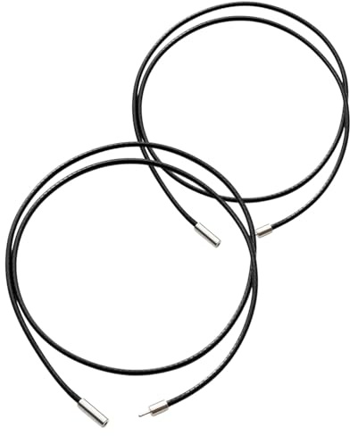 MYGLOAR-Collar de cuero trenzado de 2 mm, 2 piezas, collar de cuero trenzado con cierre a presión/giro, cadena de cuerda de cuero negra, unisex, 45-60 cm, collar de cuero para regalo(45 cm y 60 cm)