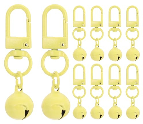 PATIKIL 10 Pezzi Campanellino Per Cani Campanellino Per Gatti Campanellino Per Collare Animali Domestici Piccoli Portachiavi Adorabile Confezione Multiple Sonagli Forti Giallo Chiaro
