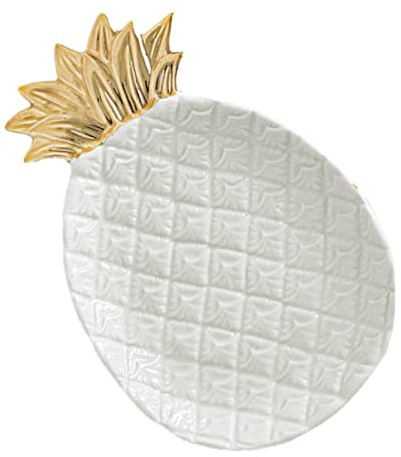 WRITWAA Plateau à Bijoux Décoration et Rangement en Porcelaine Blanche D'ananas Style Nordique pour Bracelets et Colliers, pour Salle de Bain