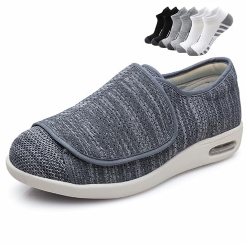 Skor För Diabetisk Fotbehandling,Mjuka Sneakers Med Djup Design(Noir,44 EU)
