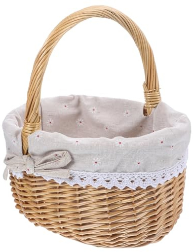 Toyvian 1pezzi Cestino Vimini con Coperchio Cesto Portaoggetti in Vimini di qualità per Picnic Matrimonio e Decorazione Casa Cestino Intrecciato di Salice Resistente e Sicuro