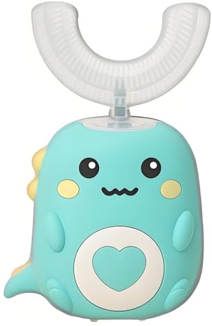maella DinoBrush 360° Ultraschall-Zahnbürste U-förmige Zahnbürste für Kinder mit 360° Ultraschall, LED-Licht, 5 Modi und wasserdicht