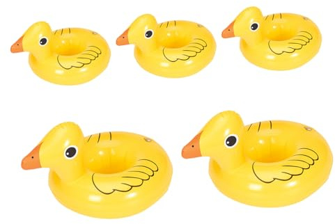 Portavasos Inflable de PVC Amarillo, 5 Piezas para Piscina