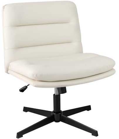 COSTWAY Sedia per Ufficio con Altezza Regolabile, Sedia Girevole con Base ad Incrocio, Sedile e Schienale Confortevoli, Sedia da Visitatori per Camera da Letto, Studio, Portata 150 kg (Bianco)