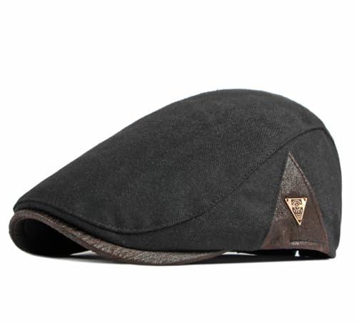 meioro Herren Schiebermütze, Baumwolle Mütze Herren Baskenmütze Men Hut, Dreieck Splitzen Klassisches Design Winter Flat Caps für Männer, Newsboy Cap Barett Gatsby Flat Cap Herbst Chirmmütze