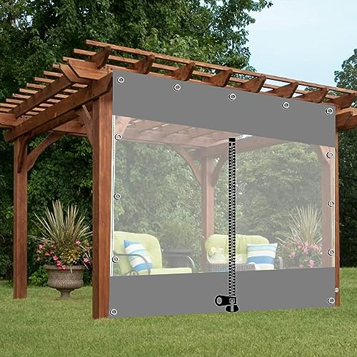 Pavillon-Seitenteile, anpassbar, grau, transparent, wetterfeste PVC-Plane mit Ösen, für den Außenbereich, wasserdicht, transparent, Planenvorhänge, Regenteilungsvorhänge, 1,5 x 1,5 x 3 m