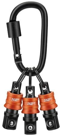 SUNJOYCO 3PCS 1/2 Inch Socket Holder Keychain, 1/2 Inch Square Socket Organizer with Carabiner, Quick Release Keychain for Mechanics, Construction Workers, Electricians, Carpenters, DIY Enthusiasts