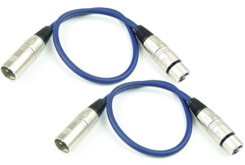 Adam Hall Cables 2 Stück K3MMF0050BLU Mikrofonkabel XLR female auf XLR male DMX Audio Kabel 3 pol polig (0,5 m, Blau, 2)