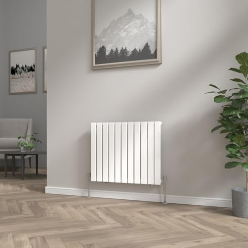 NRG Modern Radiator White 600x748mm Single Flat Panel Heater Horizontal | Central Heating Rad, Mild Steel, Horizontal Radiator, Powder Coated Finish, for Bathroom, Kitchen, Bedroom