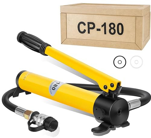NEWTRY CP-180 Manuelle Hydraulikpumpe Handpumpe mit Manometer 600kg/psi für Hydraulischer Wagenheber