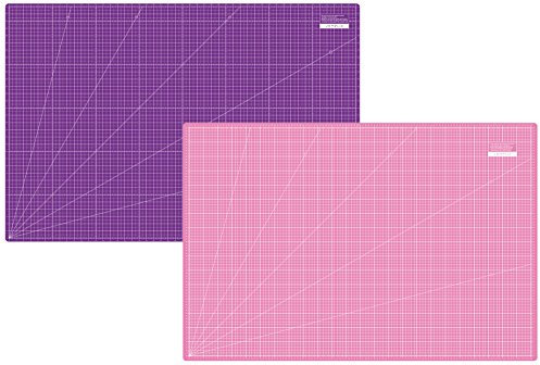 SEMPLIX Selbstheilende Schneidematte A0-A4 - Grün, Rosa, Grau, Türkis, Lila - Ideal fürs Basteln, Nähen & Patchworken - Beidseitig Bedruckt - Vorderseite cm Rückseite inch Bemaßung (‎Pink-Lila, A0)