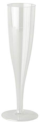 We Can Source It Ltd - 160ml Plastic Champagne Flutes - Clear Reusable Glasses - Unbreakable Cocktail & Prosecco Flute Cups - Transparent Drinkware for Weddings, Parties & Outdoor Events - Pack of 50