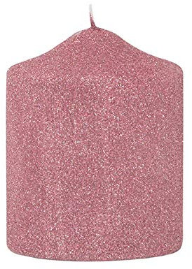 Fink - Glamour - Glitzerkerze, Stumpenkerze, Kerze - Farbe: Rosa - Maße (HxØ): 10 x 8 cm - Brenndauer: 60 Stunden