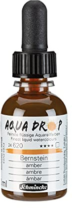 Schmincke - AQUA DROP, flüssige, pigmentbasierte Aquarellfarbe, Bernstein in 30 ml-Pipettenflasche, 24620034, für Aquarellmalerei, Urban Sketching, Kalligrafie, Handlettering, lichtecht