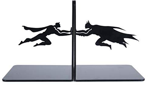 Panalaka Kreative Bookends, Superheld Heavy Duty Metall Dekorative Buchstützen Student Book Stehen Home Office Schule Bücherregal Geschenk (Color : Black)