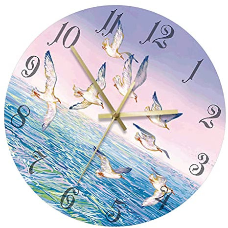 IMIKEYA Acryl-wanduhr Kreativ Runde Hängeuhr Dekorative Möwenmotiv Für Zuhause Einfach Zu Bedienen Leicht Tragbar Ohne Batterie