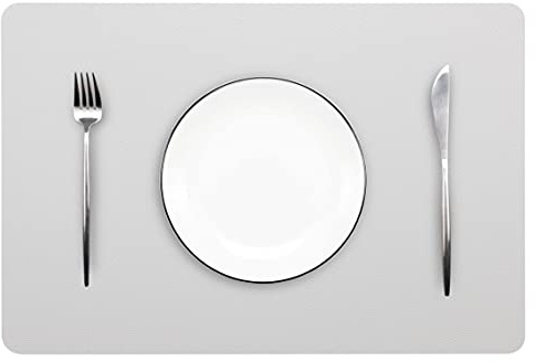 Abwischbare Tischsets Leder Tischmatten Wasserdicht Hitzebeständig Leicht zu Reinigen Tischuntersetzer Platzdeckchen für Esstisch Set Küchentisch (6, Schiefergrau)