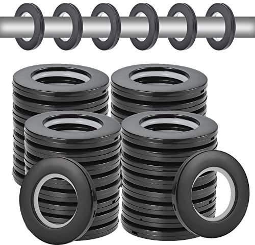 HonGien 32 Pcs Anillos para Cortinas, Anillos de Cortina con Ojales Plastico Redondos, Anillos de Bricolaje para Cortina de Ventana, 39mm Diámetro Interior, Negro