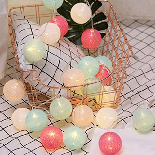 NIWWIN 3 m 20 LED lysande bomullsbollar ljusslinga fest jul sovrum gardin lampor födelsedag halloween bröllopsbelysning babyrum romantisk dekor gåva (flerfärgad)