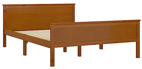 vidaXL Massivholzbett Bett Holzbett Doppelbett Bettrahmen Lattenrost Bettgestell Schlafzimmerbett Schlafzimmermöbel Honigbraun Kiefer 120x200cm